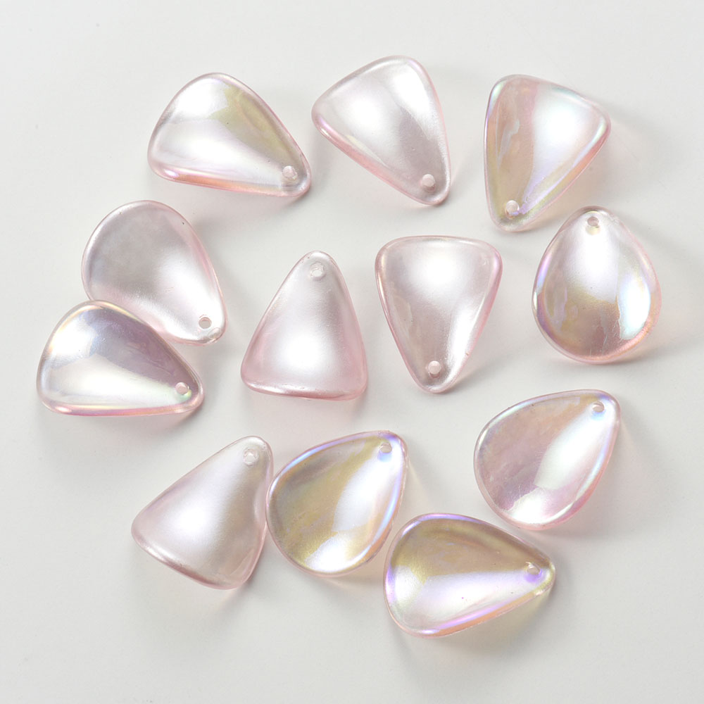オーロラパールフラワー/花びらパーツD 約13.5×17×5.5mmピンク