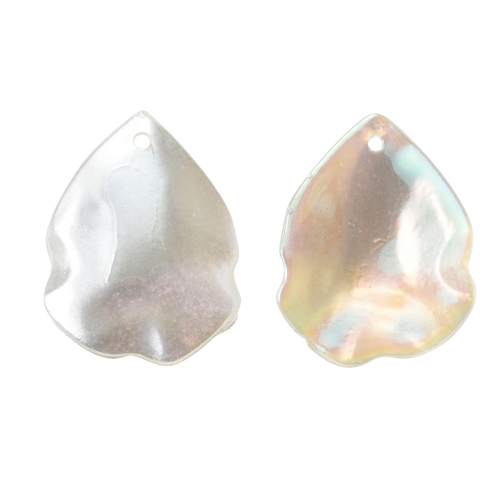 オーロラパールフラワー/花びらパーツE 約16×20×4mmホワイト【アクリル