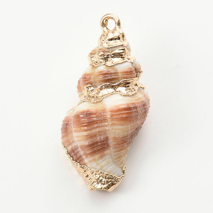 貝殻チャーム 巻貝3 ボーダー ベージュ | ・チャーム・タッセル