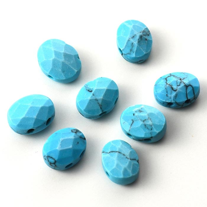 天然石/ターコイズ染め オーバル2つ穴 10×14mm | >>新商品発売日