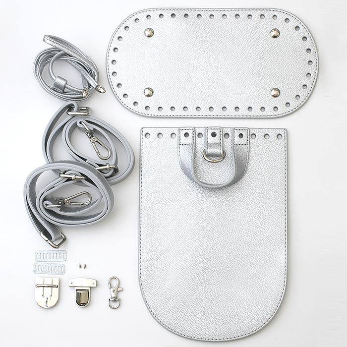 M】ガゼット ケース レザーリュック シルバー 本革 レザーリュック