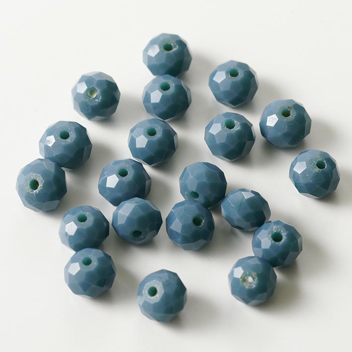 数量限定】カットガラスビーズ ボタンカット デニムブルー 6×7.5mm