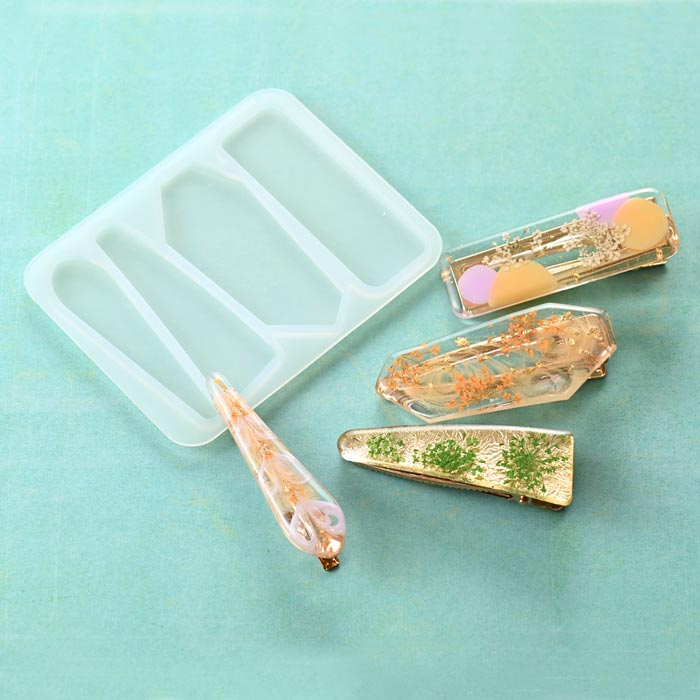 シリコンモールド/ヘア金具用プレート4種【金具付き/レジン/resin