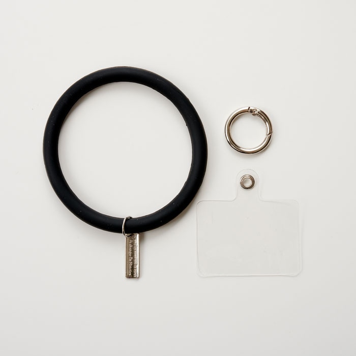 スマートフォンアクセサリー/スマホシリコンリングストラップ ブラック