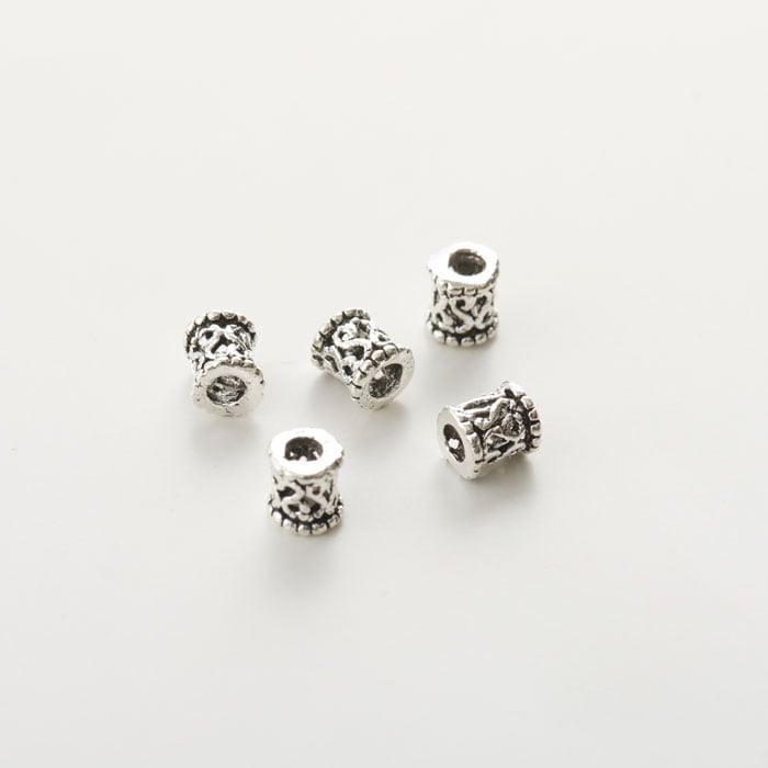 メタルパーツ/円筒形 真鍮製 シルバー | ・メタルビーズ・パーツ