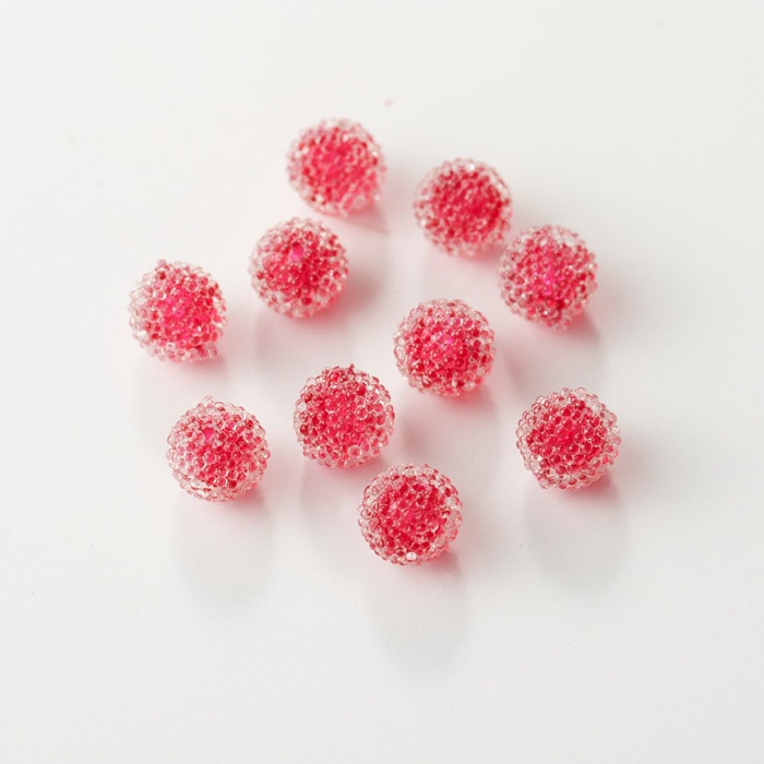 シュガービーズ ルビー 6.5mm 10粒【アクリルビーズ/キャンディビーズ