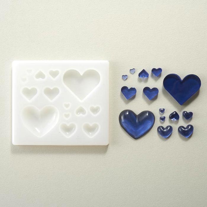 シリコンモールド 錐/柱シリーズ ハート【2液性レジン推奨/resin