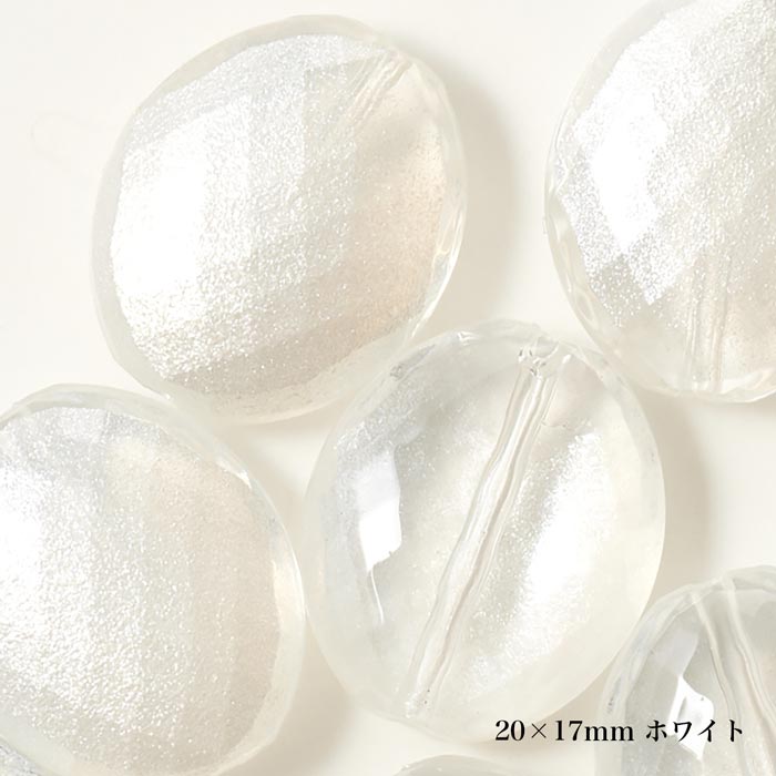 アクリルジュエルビーズ オーバルカット 大 ホワイト 【ハンドメイド