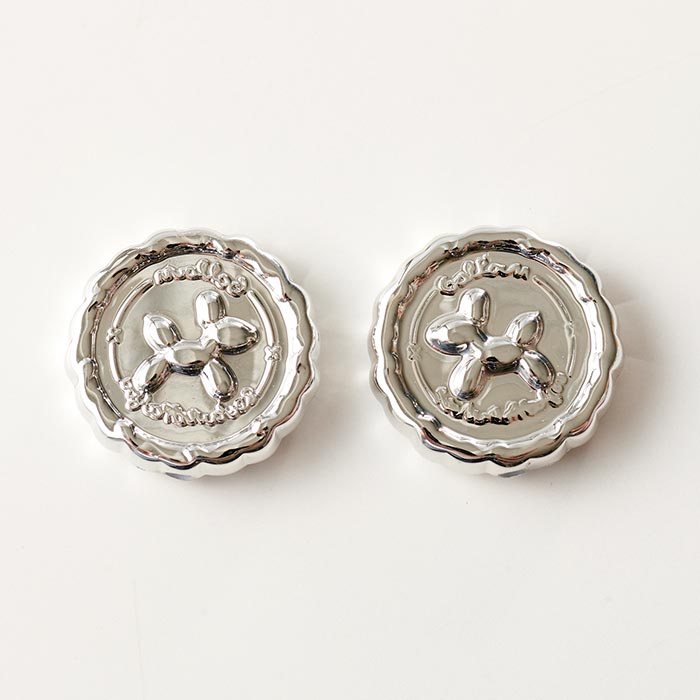 アクリルビーズ/メタルコーティング シルバー コイン【ハンドメイド