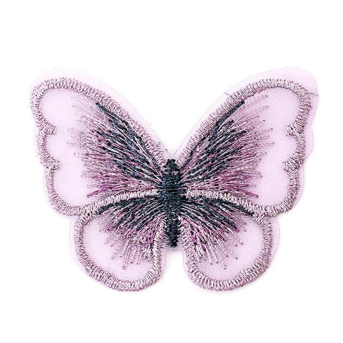 刺繍パーツ/蝶 パープル×ピーコック | ・服飾素材,刺繍パーツ