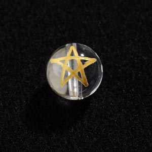 彫刻天然石/水晶 ラウンド/金彩入り 五芒星 | ・天然石・天然素材