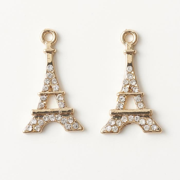 在庫限り】メタルチャーム/エッフェル塔 ラインストーン入り ゴールド