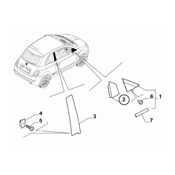 ABARTH アバルト FIAT フィアット BLUE&me map マップ 純正 Aピラードアモール 右側 ツヤ有り 51783736 FIAT