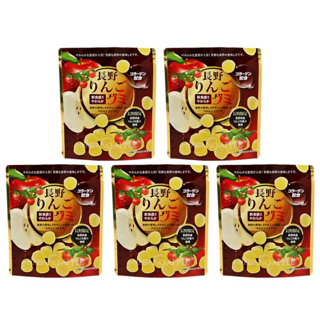 長野りんごグミ×5袋（送料込）（信州長野県のお土産 お菓子 お取り寄せ スイーツ ギフト はやし）