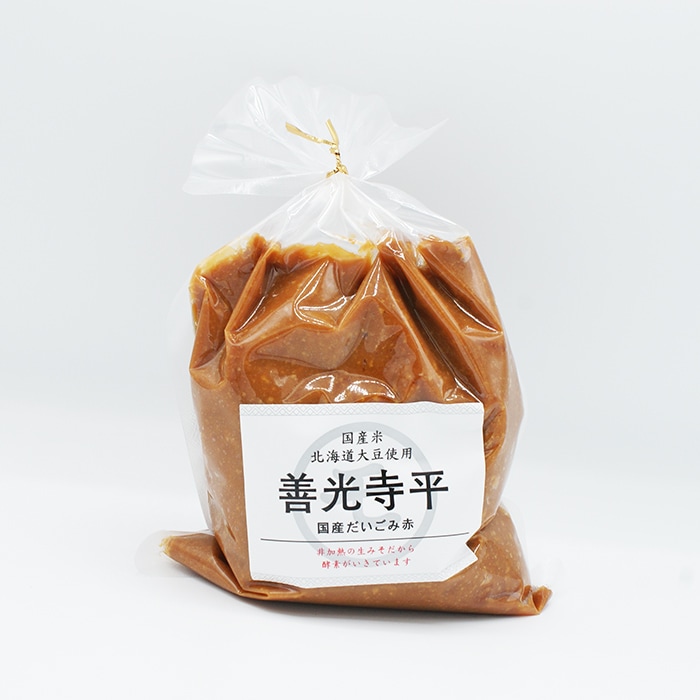 国産米 北海道大豆使用 善光寺平国産だいごみ赤巾着 信州青木 生みそ A