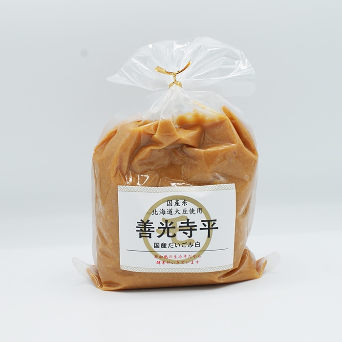 国産米 北海道大豆使用 善光寺平国産だいごみ白巾着 信州青木 生みそ A