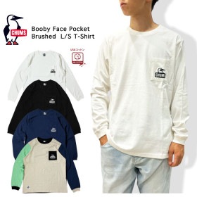 CHUMS チャムス ブービーフェイスポケットブラッシュド長袖Tシャツ ロンT 胸ポケット 刺繍 アウトドア キャンプ 釣り ルームウェア カジュアル 春 秋 メンズ レディース プレゼント CH01