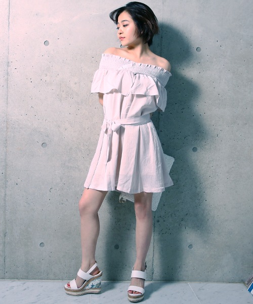 オフショルフレアワンピース