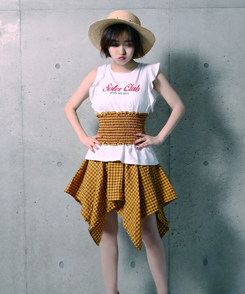 フィッシュテールチェックスカートセットアップ