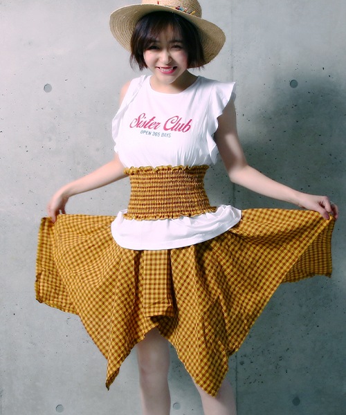 フィッシュテールチェックスカートセットアップ