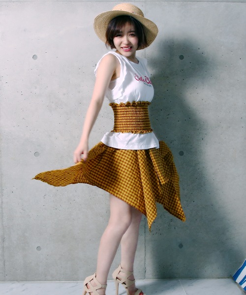 フィッシュテールチェックスカートセットアップ