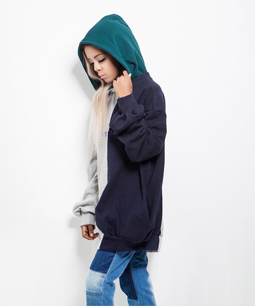 SWITCHING BICOLOR HOODIE