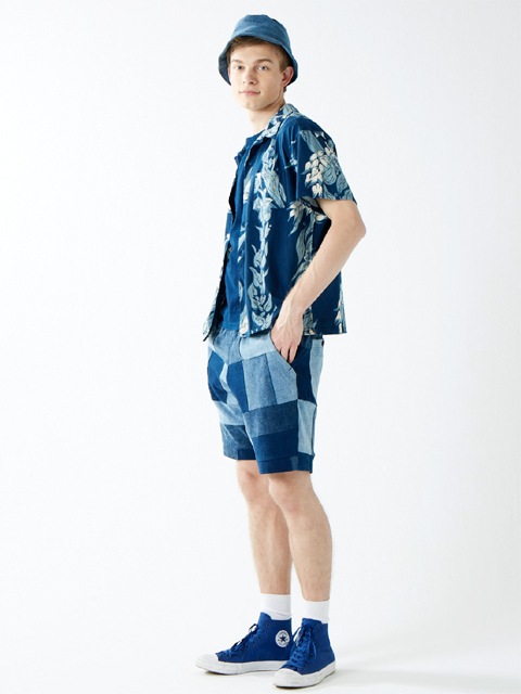 フラワーストライプインディゴハワイアンTシャツ [2017 Spring/Summer]