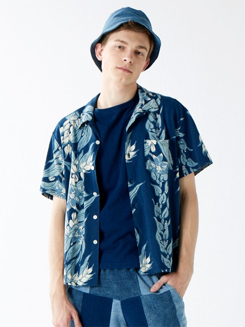 フラワーストライプインディゴハワイアンTシャツ [2017 Spring/Summer]