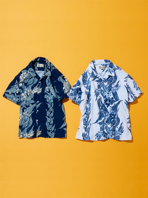 フラワーストライプインディゴハワイアンTシャツ [2017 Spring/Summer]