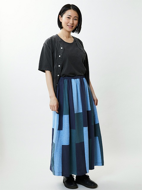[WOMEN'S] ストライプパッチワークT-マキシスカート [2021 Spring/Summer]