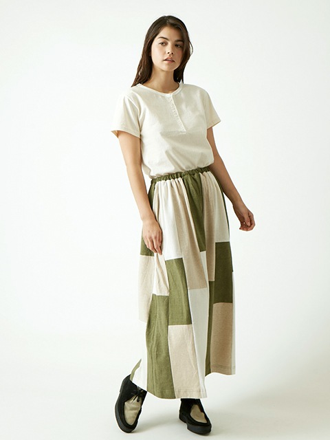 [WOMEN'S] ストライプパッチワークT-マキシスカート [2021 Spring/Summer]
