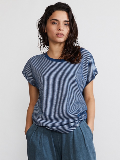 [WOMEN'S] シアサッカーノースリーブＴシャツ [2022 Spring/Summer]