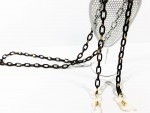 ■本べっ甲黒系ばらふメガネチェーン(70cm)ー32