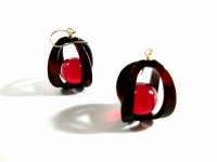 【大創業祭定価より５０％OFF創業明治七年べっ甲の菊池】本べっ甲ピアスレッドアンバー８７