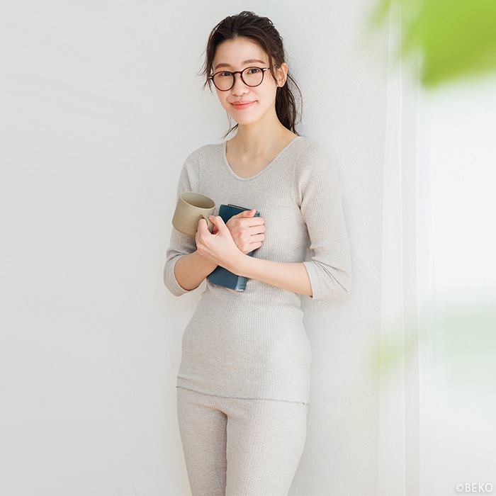 オーガニックコットン天衣無縫 婦人 リブ 8分袖シャツ（メール便使用で送料無料！）