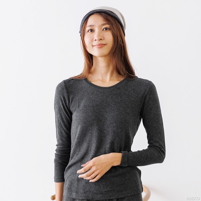 竹布 TAKEFU 癒布 竹の長袖ラウンドネック(レディース)(メール便使用で送料無料!)