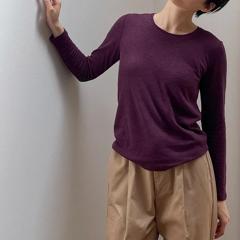 竹布 TAKEFU 癒布 竹の長袖ラウンドネック(レディース)(メール便使用で送料無料!)