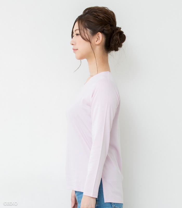 TAKEFU 竹布 サイドスリット長袖Tシャツ（レディース）（メール便使用で送料無料！）