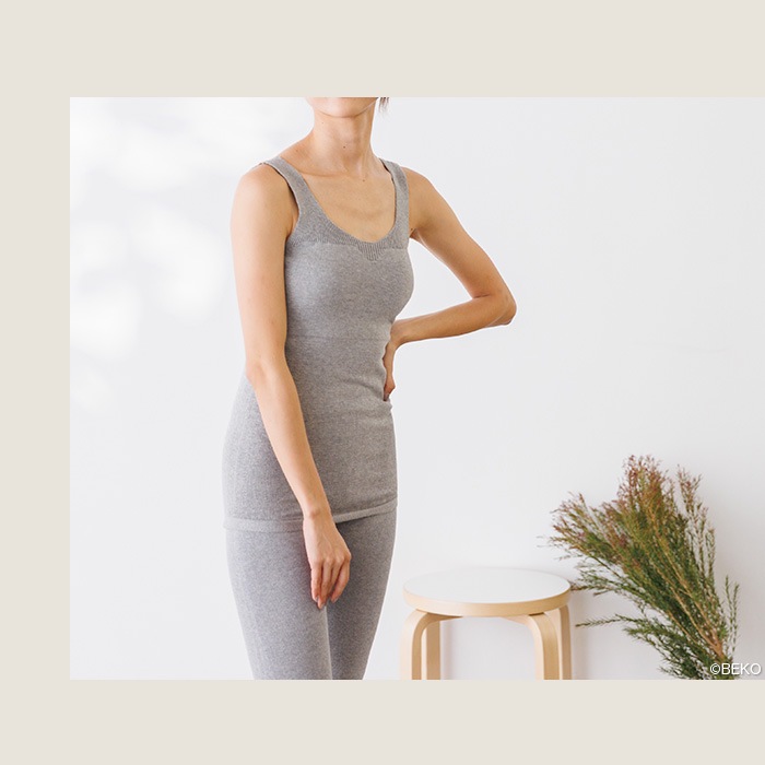 BEKO SELECTION  無縫製 ゆったりニットキャミソール オーガニックコットン 無縫製（メール便使用で送料無料！）6671 オーガニックコットン