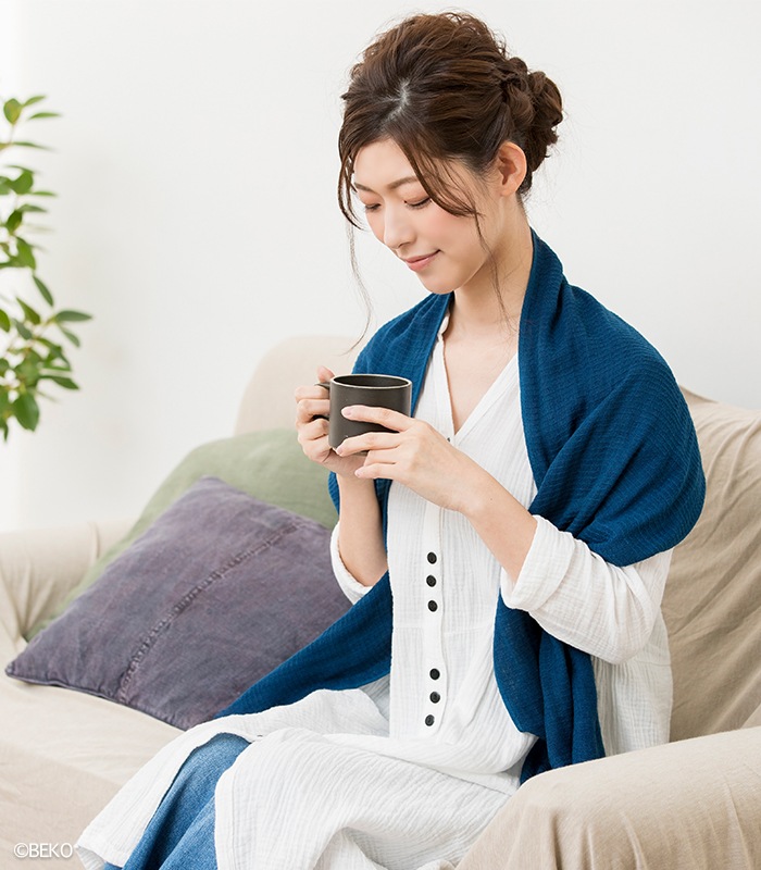 えみおわす 手織り マフラー オーガニックコットン 手紡ぎ 藍染 えみおわす 手織り マフラー オーガニックコットン 手紡ぎ 藍染
