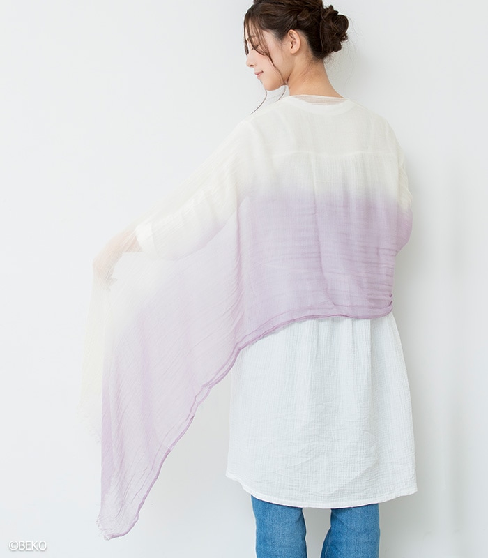 fifu 草木染めオーガニックコットンストール 半染め（メール便で送料無料）