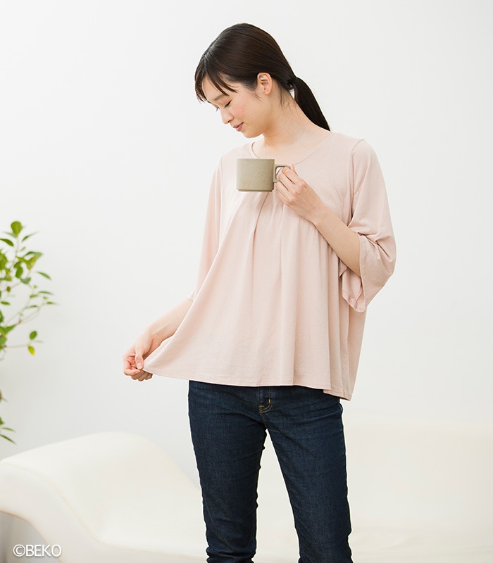 TAKEFU 竹布 タックフレアーＴシャツ　（レディース）（メール便使用で送料無料！）