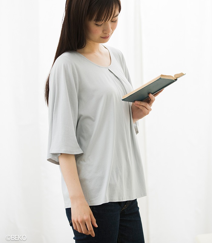 TAKEFU 竹布 タックフレアーＴシャツ　（レディース）（メール便使用で送料無料！）