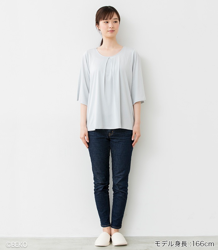 TAKEFU 竹布 タックフレアーＴシャツ　（レディース）（メール便使用で送料無料！）