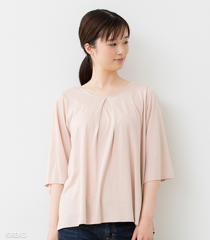 TAKEFU 竹布 タックフレアーＴシャツ　（レディース）（メール便使用で送料無料！）