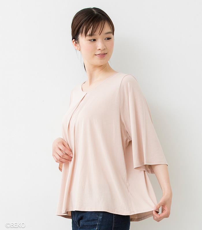 TAKEFU 竹布 タックフレアーＴシャツ　（レディース）（メール便使用で送料無料！）