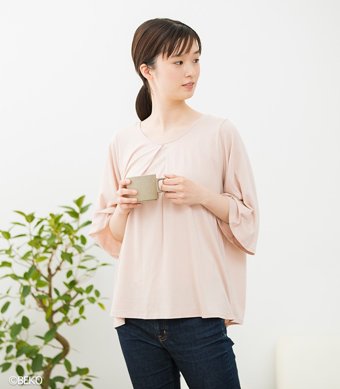 TAKEFU 竹布 タックフレアーＴシャツ　（レディース）（メール便使用で送料無料！）