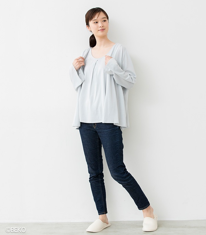 TAKEFU 竹布 タックフレアーカーディガン(レディース)(メール便使用で送料無料!)