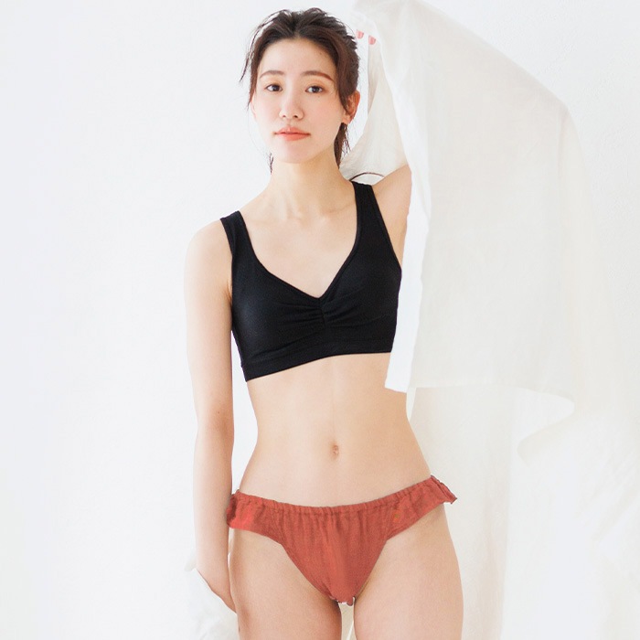 ATIRUNA アティルナ ふんどしショーツ 天然茜染め（メール便使用で送料無料！）AT210007-AKANE オーガニックコットン×リネン ダブルガーゼ