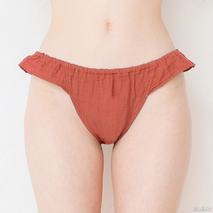 ATIRUNA アティルナ ふんどしショーツ 天然茜染め（メール便使用で送料無料！）AT210007-AKANE オーガニックコットン×リネン ダブルガーゼ